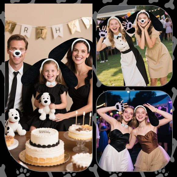 5pcs Dog Long Ears Headband, Puppy Dog Ears Costume Set Headband Bowtie Nose🦏 - Picture 7 of 7